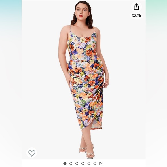 NWT Floerns Amazon Large Plus Size Floral Midi Dress - Picture 2 of 5